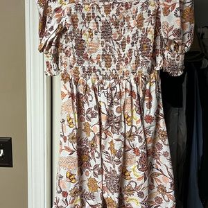 Fit and flare dress with puff sleeves